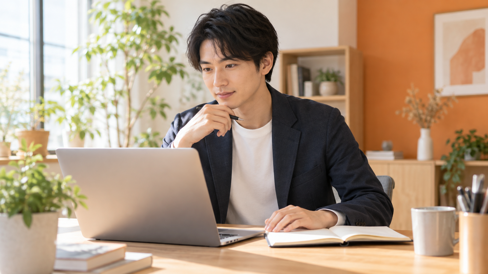 プロフィールを見直す20代の転職希望者