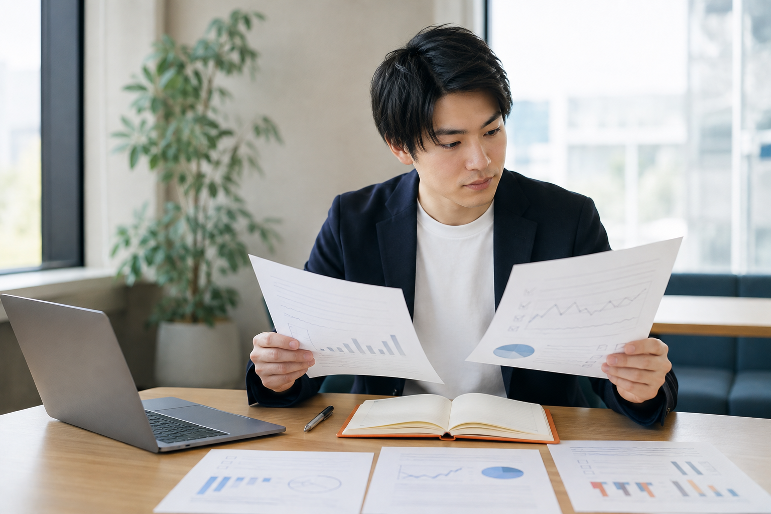 仕事で得た経験と今後の成長機会を比較する20代会社員