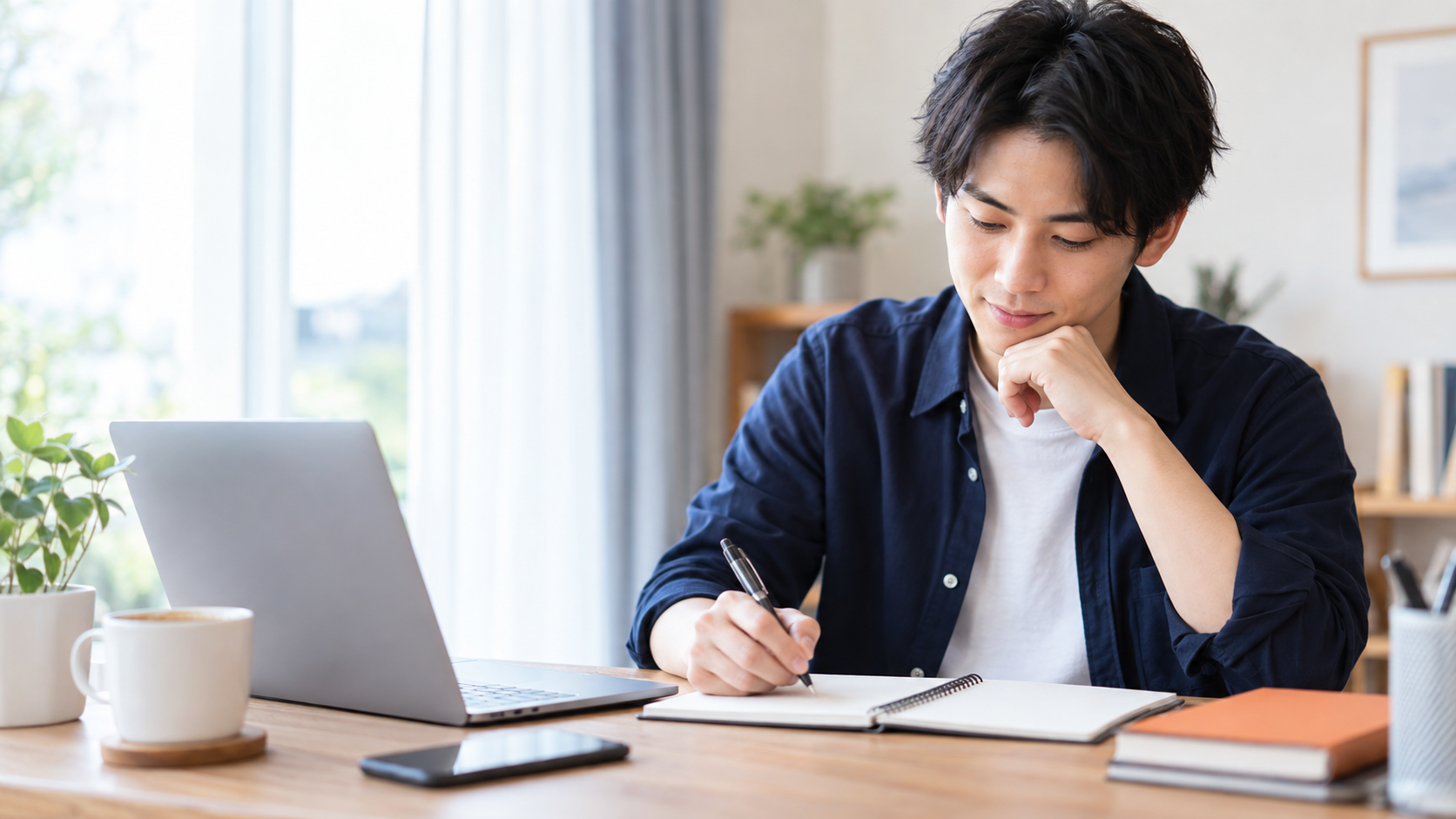 転職エージェントへの相談前に、質問と希望条件をノートへ整理する20代会社員