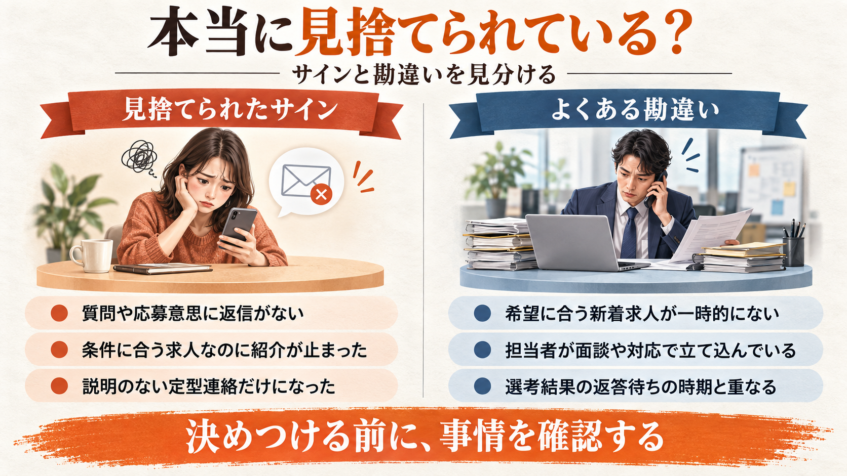 見捨てられたサインとよくある勘違いの見分け方の図解